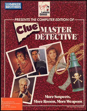 Clue Master Detective box art for Commodore 64